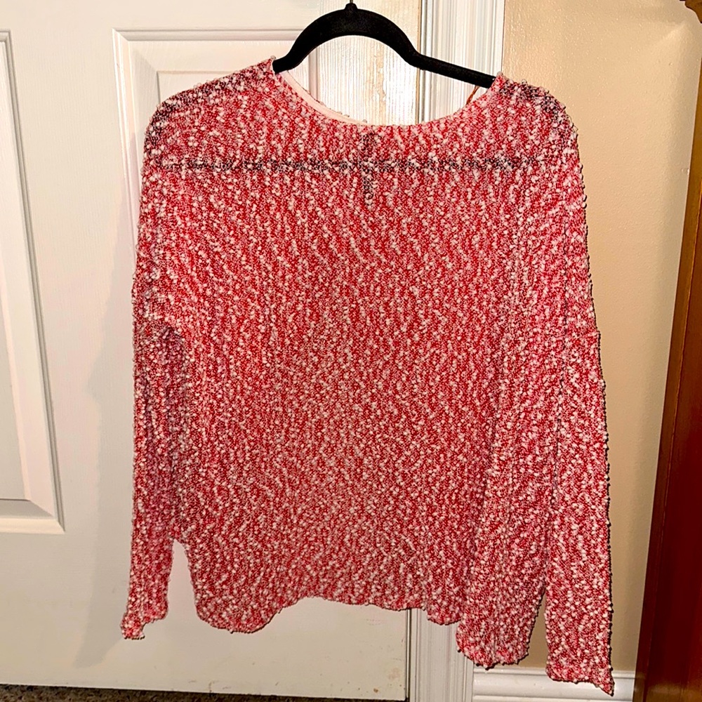 Super cute red and white open back sweater